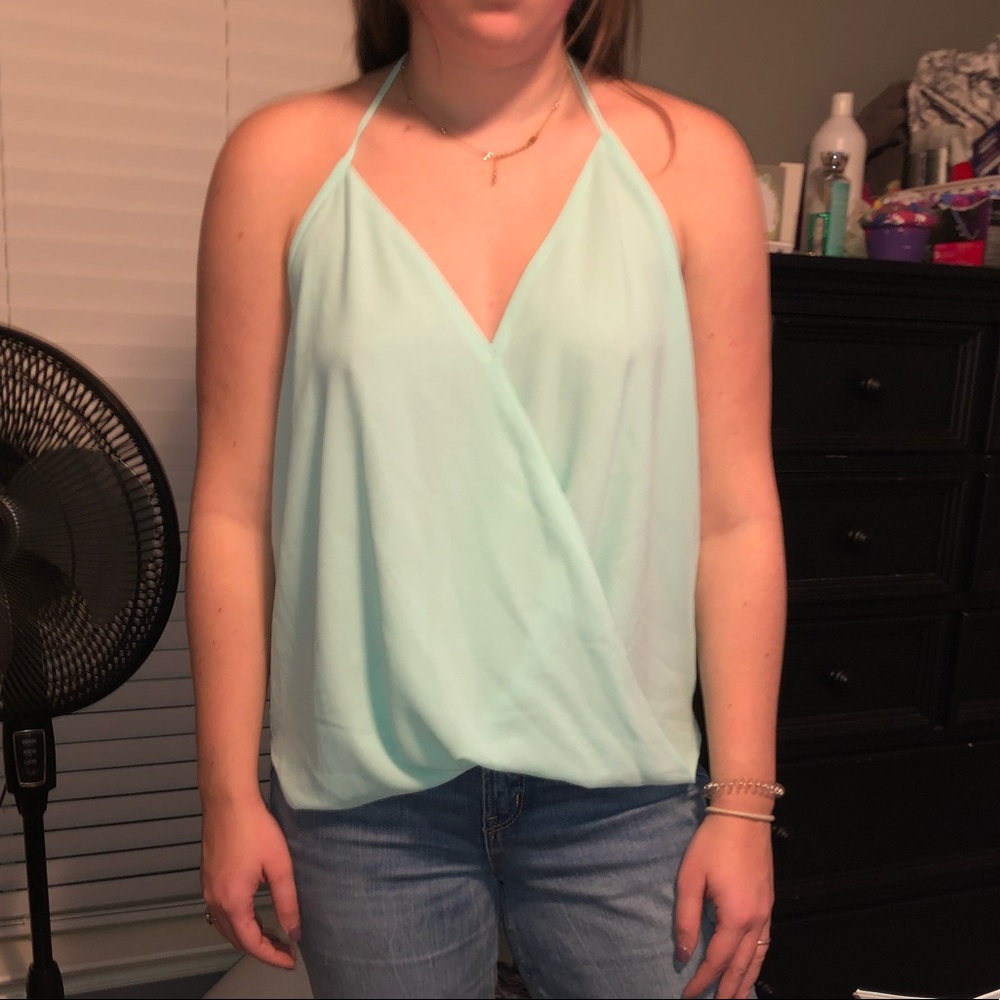 turquoise halter top.